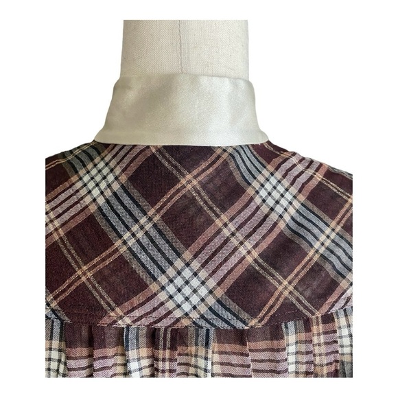 3.1 PHILLIP LIM-BROWN PLAID SEMI SHEER TOP OR MINI DRESS-SIZE 4 - Picture 8 of 11